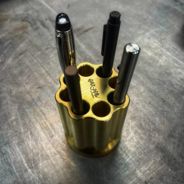 Solid Brass Quick Draw Revolving Pen Holder by KeyBar