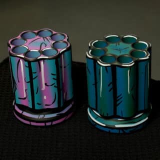 Pink-Teal Blue-Teal Cerakoted Aluminum Quick Draws